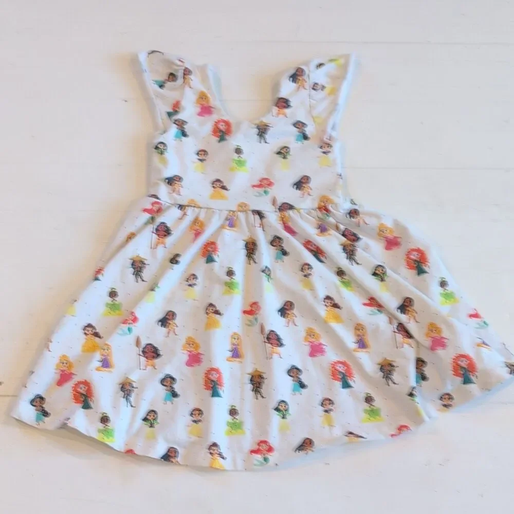 Disney Girls 4T White Fit & Flare Sleeveless U-Neck Princess Knit Summer dress